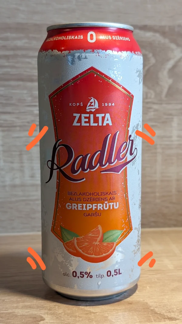 Zelta Radler greipfrūtu, 0.5L